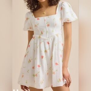🌸 Altar’d State Floral Puff Sleeve Mini Dress XS Cottagecore